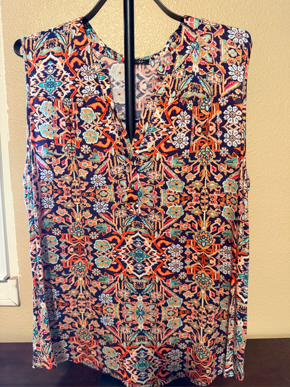 Papermoon Navy Multicolor Sleeveless Printed blouse